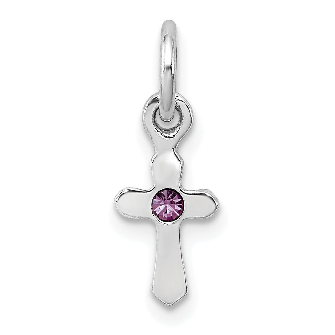 Sterling Silver RH-pltd Child's June Preciosca Crystal Cross Pendant (QP4033JUN)