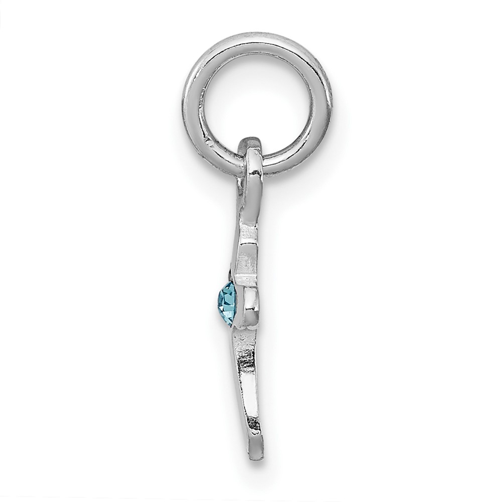 Sterling Silver RH-pltd Child's Mar Lt Blue Preciosca Crystal Cross Pendan (QP4033MAR)