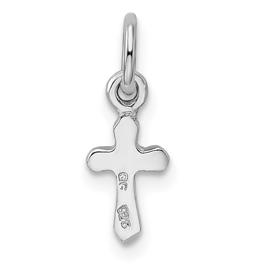 Sterling Silver RH-pltd Child's Mar Lt Blue Preciosca Crystal Cross Pendan (QP4033MAR)