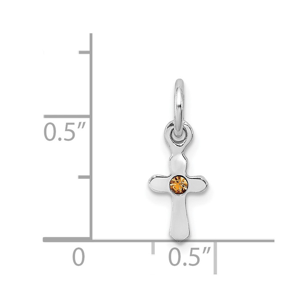 Sterling Silver RH-pltd Child's Nov Yellow Preciosca Crystal Cross Pendant (QP4033NOV)