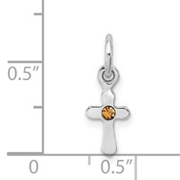 Sterling Silver Rhodium-plated Golden Yellow Crystal Cross Petite Pendant view 4