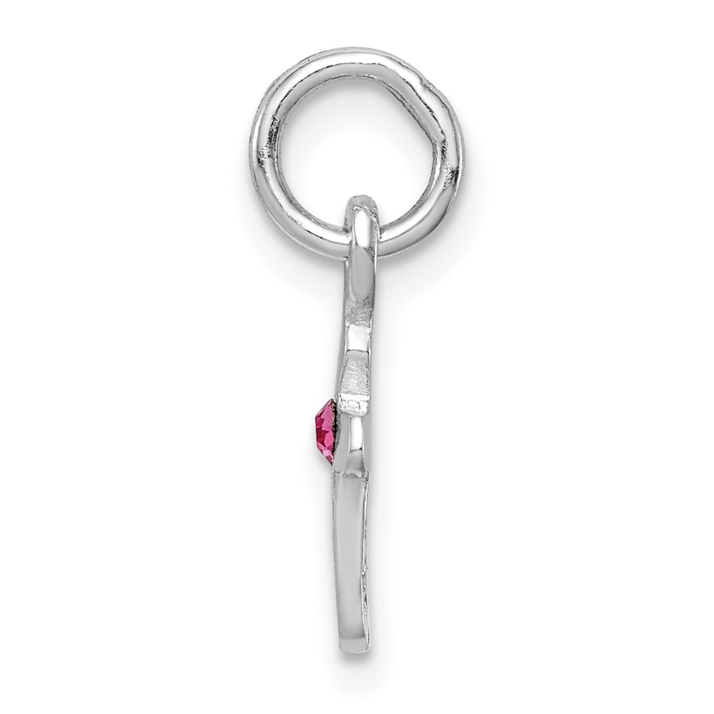 Sterling Silver RH-pltd Child's Oct Pink Preciosca Crystal Cross Pendant (QP4033OCT)