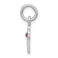 Sterling Silver Rhodium-plated Pink Crystal Cross Petite Pendant view 2