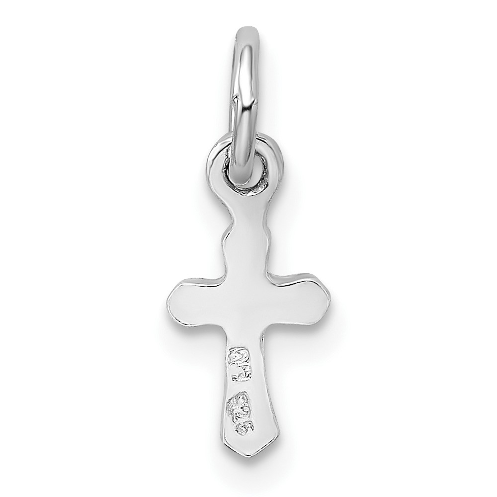 Sterling Silver RH-pltd Child's Oct Pink Preciosca Crystal Cross Pendant (QP4033OCT)