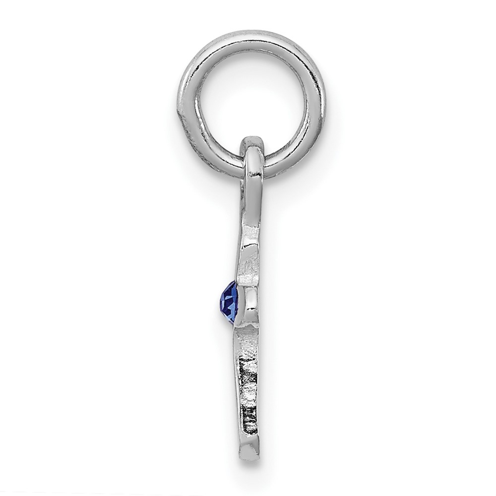 Sterling Silver RH-pltd Child's Sept Blue Preciosca Crystal Cross Pendant (QP4033SEP)