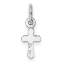 Sterling Silver Rhodium-plated Blue Crystal Cross Petite Pendant view 3