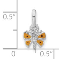 Sterling Silver Child's Rhodium-Plated Yellow Enamel Butterfly Pendant view 3