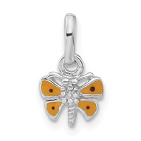 Sterling Silver Child's Rhodium-Plated Yellow Enamel Butterfly Pendant view 1