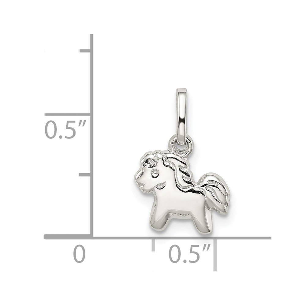 Sterling Silver Rhodium-plated Polished Pony Children's Pendant (QP4039)