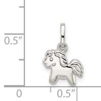 Sterling Silver Rhodium-plated Polished Pony Children's Pendant view 4