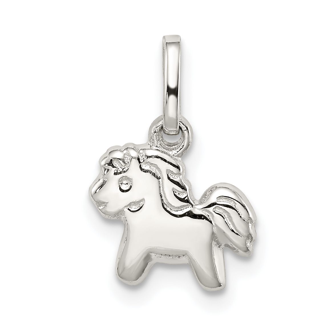 Sterling Silver Rhodium-plated Polished Pony Children's Pendant (QP4039)