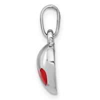 Sterling Silver RH-plated Polished Red Enameled Hearts Children's Pendant view 2