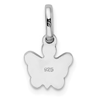 Sterling Silver Rhodium-plated Pink Enameled Petite Butterfly Pendant view 4