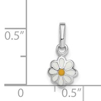 Sterling Silver Rhodium-plated White & Yellow Enameled Daisy Petite Pendant view 3