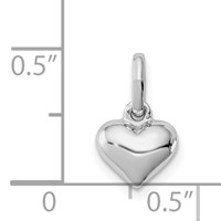 Sterling Silver Rhodium-plated Polished Petite Heart Pendant view 3
