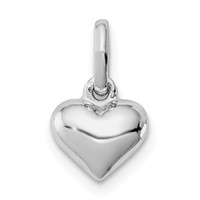 Sterling Silver Rhodium-plated Polished Petite Heart Pendant view 1