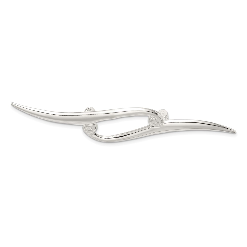 Sterling Silver Polished Double Scroll Brooch Pin