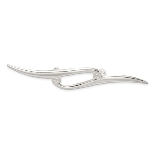 Sterling Silver Polished Double Scroll Brooch Pin