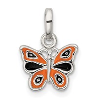 Sterling Silver Enamel Kid's Butterfly Pendant view 1