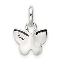 Sterling Silver Polished Pink and Orange Enameled Petite Butterfly Pendant view 4