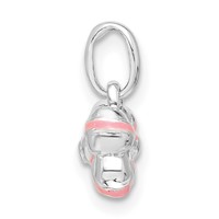 Sterling Silver Pink Enamel & CZ Kid's Bow Pendant view 2