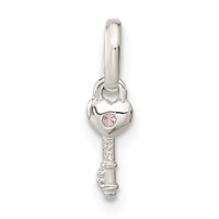 Sterling Silver Pink CZ Key Kid's Pendant view 4