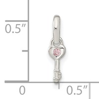 Sterling Silver Pink CZ Key Kid's Pendant view 3