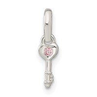 Sterling Silver Pink CZ Key Kid's Pendant view 1