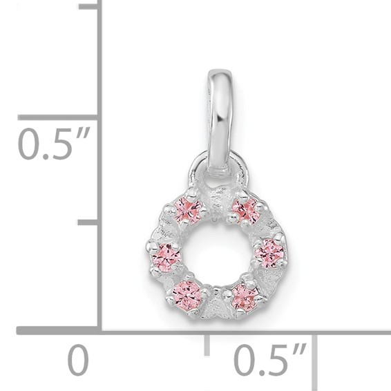 Sterling Silver Children's Polished Pink CZ Circle Pendant