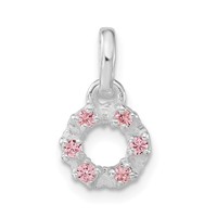Sterling Silver Children's Polished Pink CZ Circle Pendant view 1