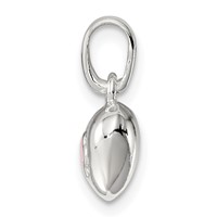 Sterling Silver Polished Pink Enamel Flower on Heart Pendant view 2