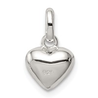 Sterling Silver Polished Pink Enamel Flower on Heart Pendant view 4