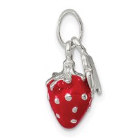 Sterling Silver Multi-color Enamel Flower & Strawberry Children's Pendant view 2