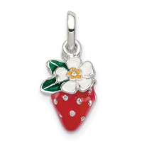 Sterling Silver Multi-color Enamel Flower & Strawberry Children's Pendant view 4