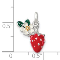 Sterling Silver Multi-color Enamel Flower & Strawberry Children's Pendant view 3