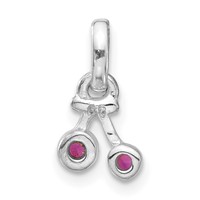 Sterling Silver Synthetic Ruby Cherry Kid's Pendant view 4