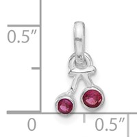Sterling Silver Synthetic Ruby Cherry Kid's Pendant view 3