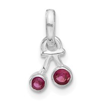 Sterling Silver Synthetic Ruby Cherry Kid's Pendant view 1