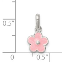 Sterling Silver Polished Pink Enameled Flower Children's Pendant view 3
