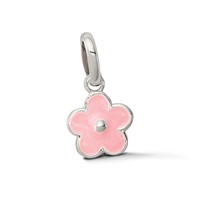 Sterling Silver Polished Pink Enameled Flower Children's Pendant view 5