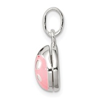 Sterling Silver Pink and Black Enameled Ladybug Locket Petite Pendant view 2