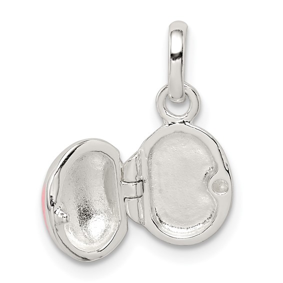 Sterling Silver Pink & Black Enamel Ladybug Locket Children's Pendant