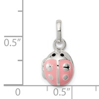 Sterling Silver Pink and Black Enameled Ladybug Locket Petite Pendant view 4