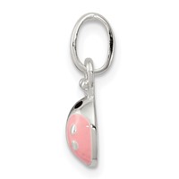 Sterling Silver Polished Pink & Black Enameled Ladybug Children's Pendant view 2