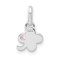 Sterling Silver Pink CZ Clover Kid's Pendant view 4