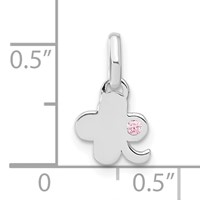 Sterling Silver Pink CZ Clover Kid's Pendant view 3