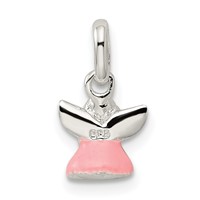 Sterling Silver Pink Enamel Angel Kid's Pendant view 4