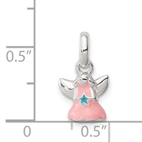 Sterling Silver Pink Enamel Angel Kid's Pendant view 3