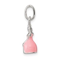 Sterling Silver Children's Pink Enameled Princess Pendant view 2