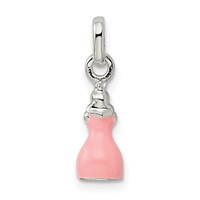 Sterling Silver Children's Pink Enameled Princess Pendant view 4